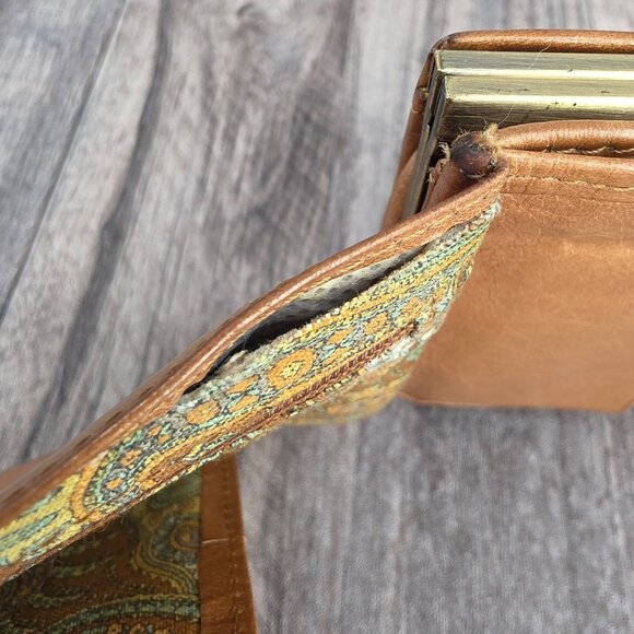 HOBO International Vintage Wallet Clutch Wristlet Cognac Brown Leather Kiss Lock - Picture 8 of 12